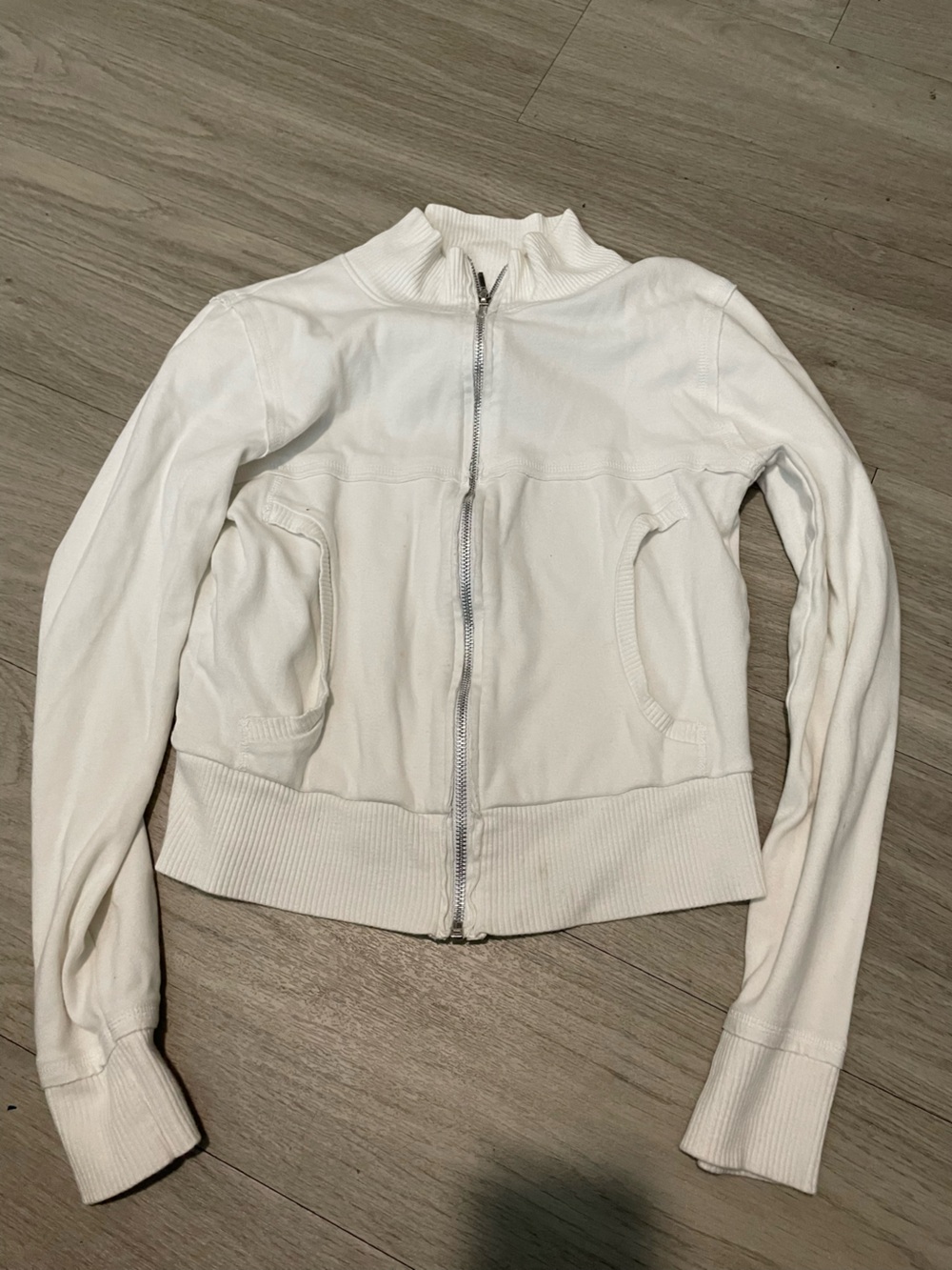 Express White Zip-Up Bomber Jacket